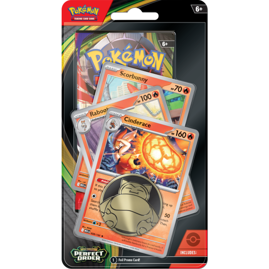 Pokémon TCG: Mega Evolution - Perfect Order - Premium Checklane Blister Display Cinderace/Raboot/Scorbunny