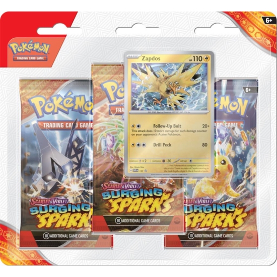 Pokémon TCG: Scarlet & Violet - Surging Sparks - 3-Pack Blister Box - Zapdos